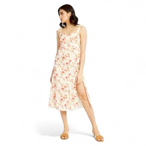 Abercrombie & Fitch Dresses & Skirts - Abercrombie & Fitch Y2K Floral Midi | Corset Style Bust + Tie Straps |‎ Sz M